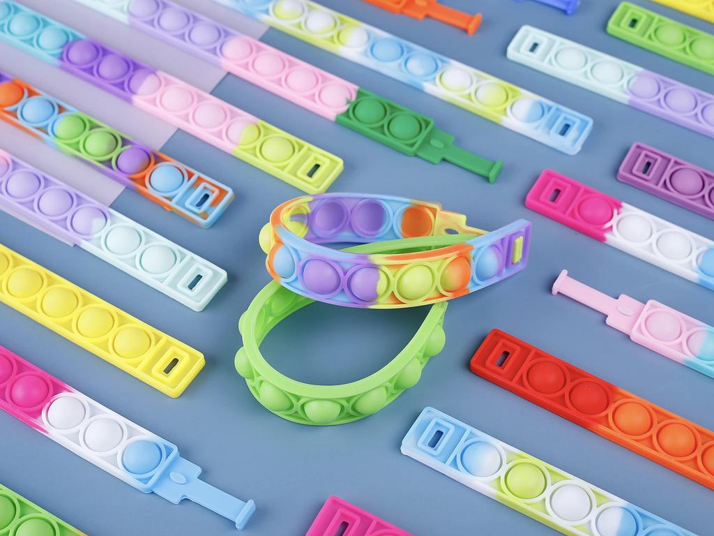 12/24/36Pcs Pop Bracelet Fidget Toy, Wearable Fidget Bracelets Push Poping Bubble Sensory Toys Stress Relief Finger Press