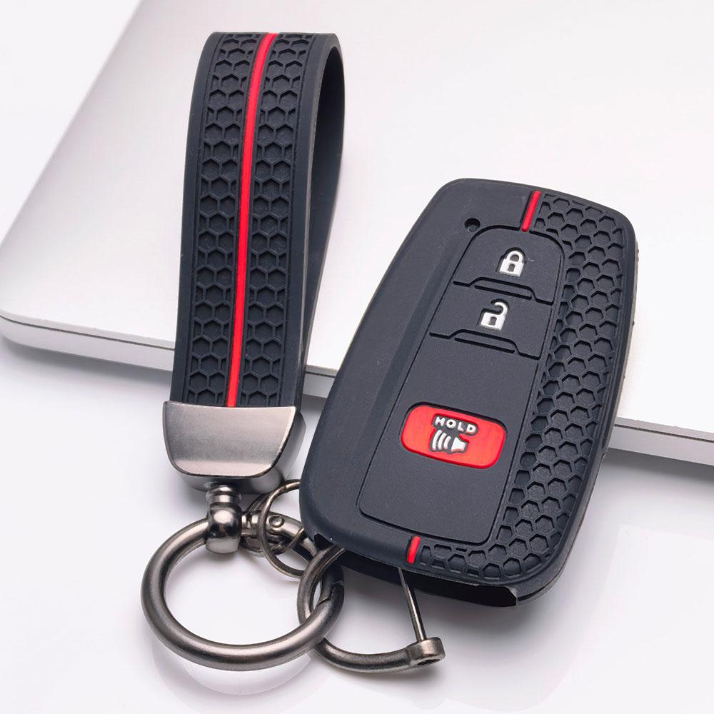 Silicone Car Key Fob Cover with Matching Keychain Compatible with Toyota Camry Corolla RAV4 Highlander Avalon, Fits Toyota Camry Corolla RAV4 Prius