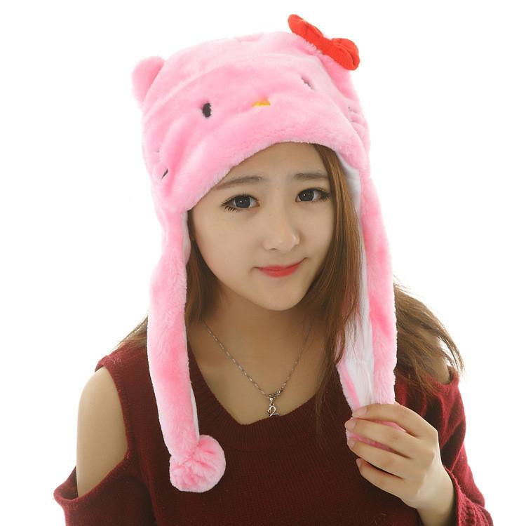 Cartoon Animal Hat For Adults And Kids Warm Plush Winter Headgear With Ear Cover For Kids