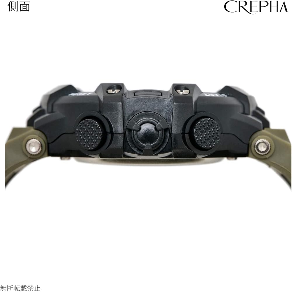 CREPHA TELVA Digitale Armbanduhr, Multifunktion, Wasserdicht bis 5 ATM, Stoppuhr, Großes Display, Polyurethan-Armband, Khaki, Herren, Sport, TE-D281-KH