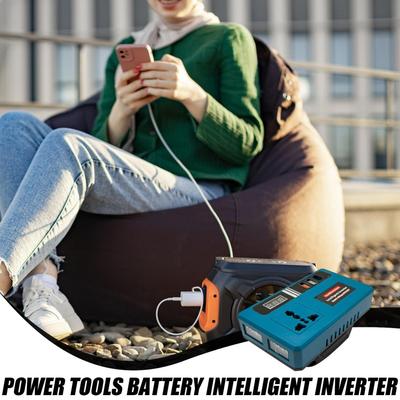 Batterie-Wechselrichter 21V Eingebaute LED-Leuchte Power-Inverter für Fahrzeug Tragbarer Generator-Ladegerät für Auto Camping Outdoor Zuhause LKW