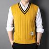 Four Seasons Men's Wool Yarn Knitted Vest Sleeveless Casual V-neck Wool Men's Vest Shirt