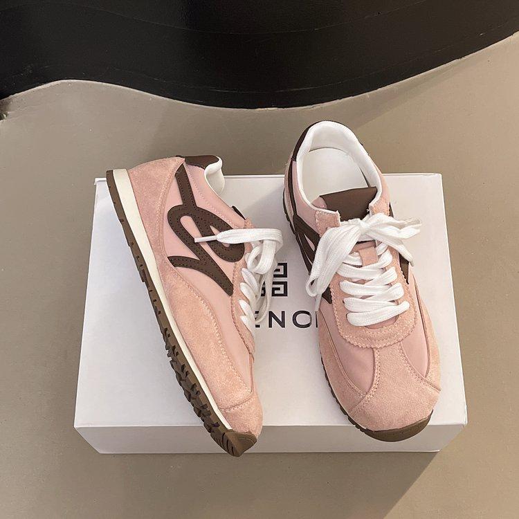 

[Fanfna] Lace-up trendy Forrest Gump shoes Korean version fashionable versatile sports shoes color matching German training shoes soft baseplate shoes 40 розовый