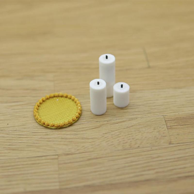 

112 Scale Dollhouse Accessories Mini White Candle Tray Set 4Pcs Lifelike Miniature Play Room Decoration for Kids
