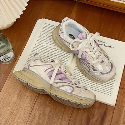 Klobige Dad-Schuhe Damen 2024 Neu Sommer Vintage Atmungsaktives Mesh Leichte Sneaker Frau Luxus Med (3 cm-5 cm) Schnüren