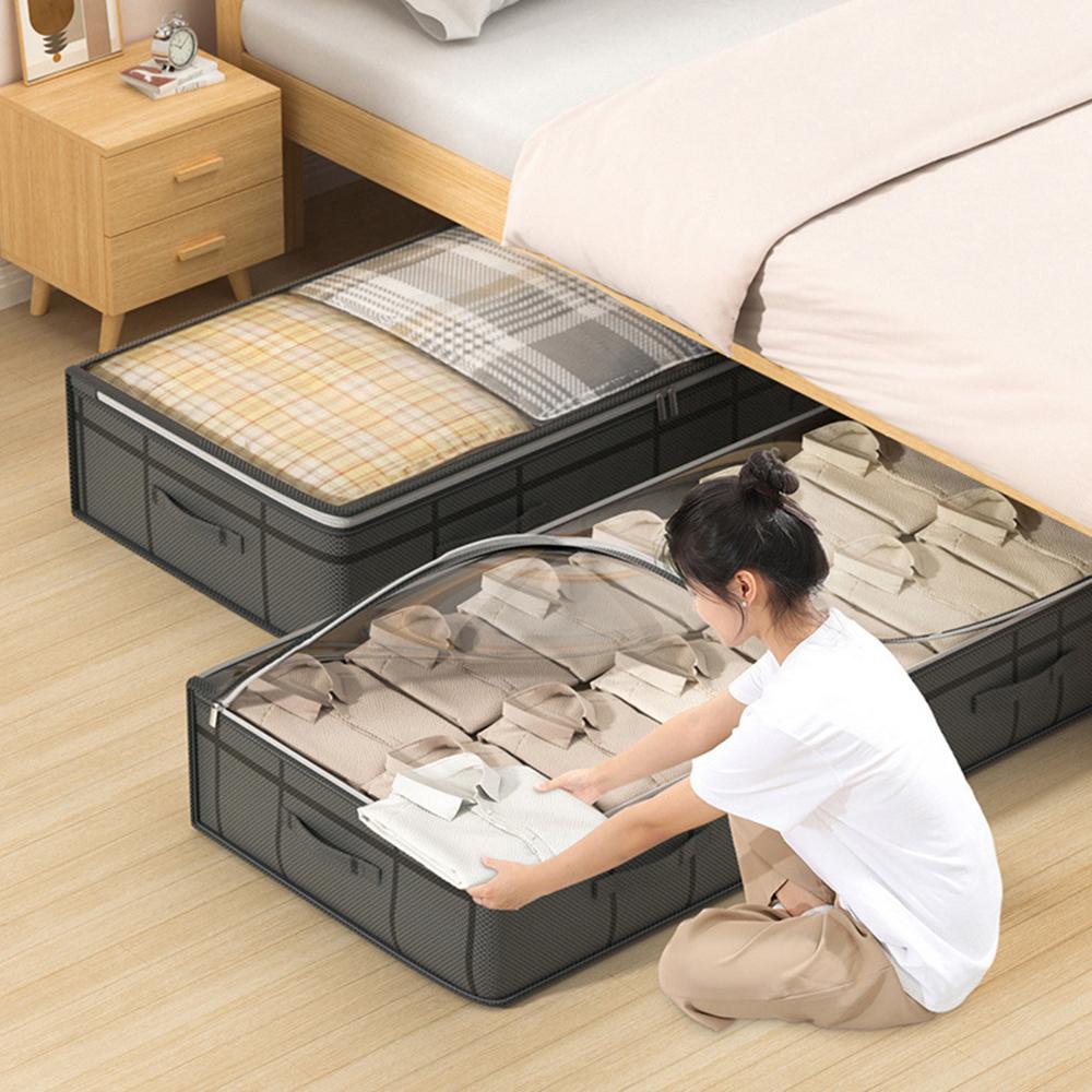 1PC Foldable Non-woven Bed Bottom Storage Bag Large Capacity Clothing Blanket Storage Bag Tidy Bedroom Closet Dust