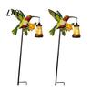 Ornements de jardin avec lumières Solaire Martin-pêcheur Luminaire sur piquet, Art de jardin en métal pour oiseau Lanterne suspendue, Piquets décoratifs à allumage automatique LED Étanche Extérieur Patio
