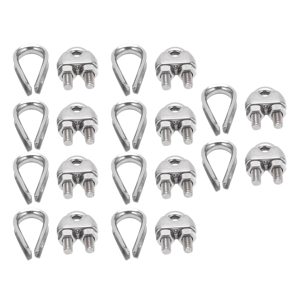 Abrazadera de Cuerda Marina de Acero Inoxidable 304 Resistencia a la Corrosión Collar para Cables de Acero para Cuerdas de Ropa Cuerdas de Tracción