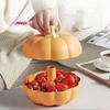 M-Double-Layer Simulated Pumpkin Fruit Basket Moisture-Proof Dust-Proof Fruit Box Layered Design Fruit Plate for Home Decoration