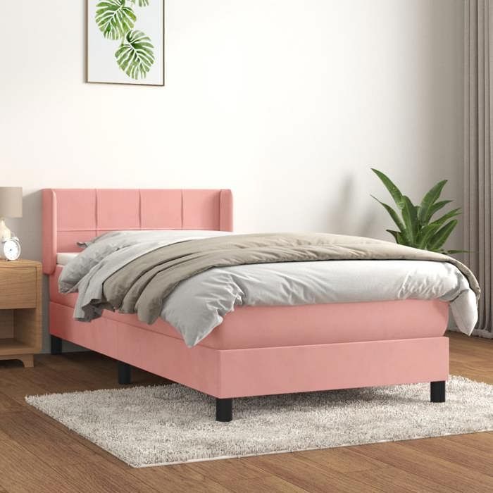 3130948 vidaXL Lit à sommier tapissier avec matelas Rose 100x200 cm Velours