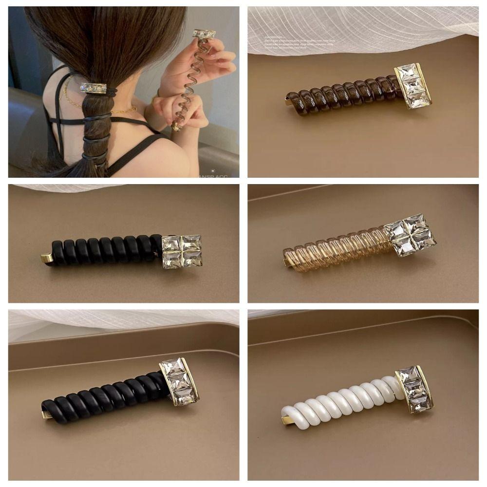 

Rhinestone Telephone Cord Hair Ring Spiral Coil Spiral Coil Hair Ties Creative Girls