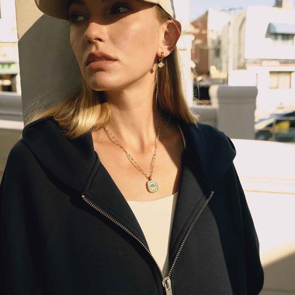 Youthway Glückszirkon Blau Türkis Böses Auge Hängeohrringe für Damen Vergoldete Edelstahl-Ohrringe Modeschmuck