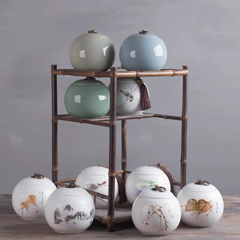 Porcelain Tea Canister Big Size Sealed Storage Tea Box Jar Tea Caddy White Color Ceramic Crafts Chinese Style Teaware Home Decor