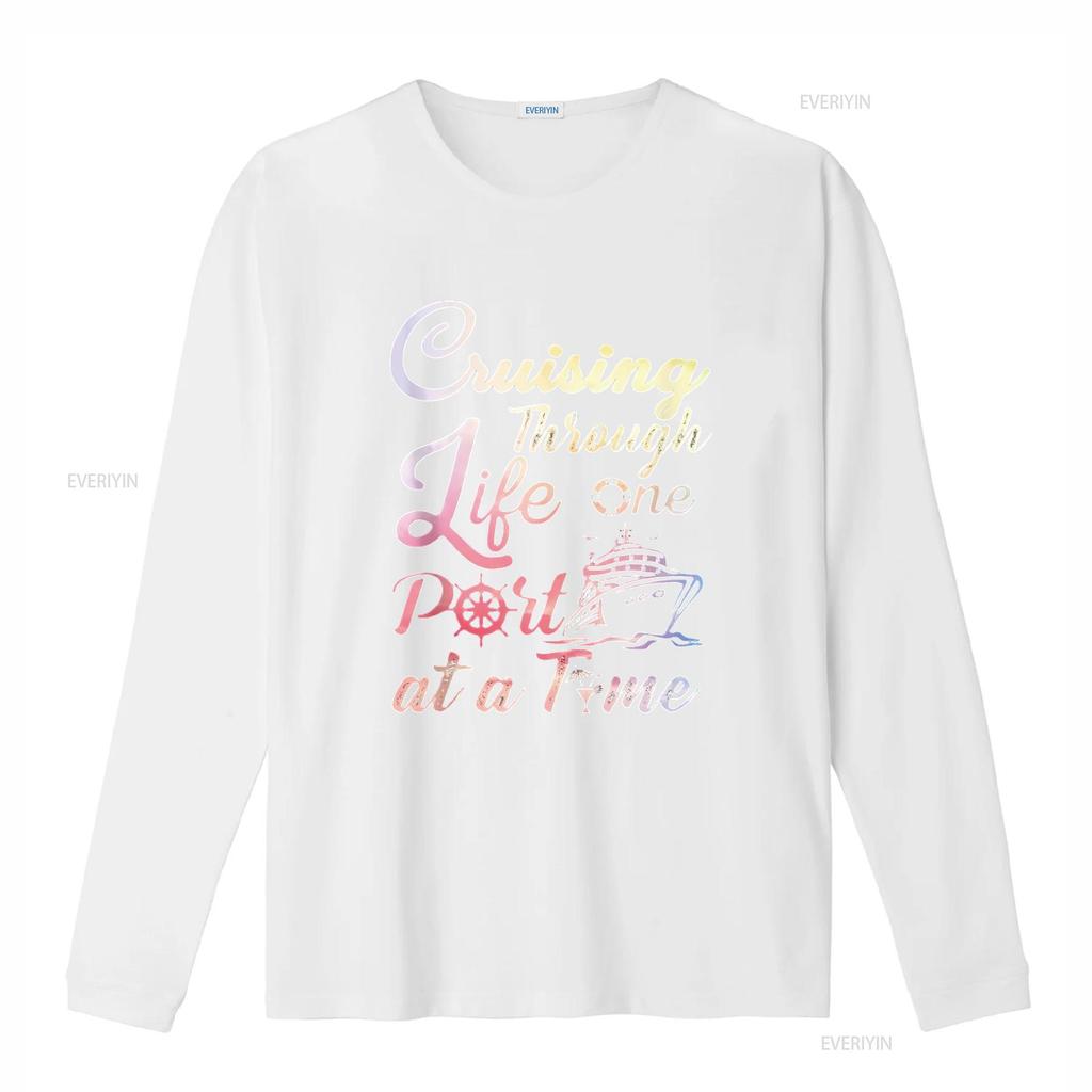 Cruising Through Life One Port At A Time And Youth T Shirt Black Vintage Washed Streetwear Breathable Comfortable Stylish