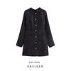 Kaslead New Arrival Women's Clothing Fashion Style Fashion Elegant Shirt Collar Decorated Row Button Long Sleeves Dress