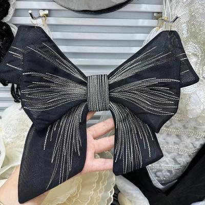 Brosche mit großer Schleife, Organza, 3D-Stickerei, doppellagiges Halsband, Brustdekor, Anti-Belichtung, DIY-Nähte, Kleidungszubehör, Hochzeitsfeier, Kleidungsschmuck