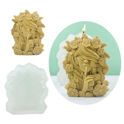 Flower Fairy Silicone Candle Mold 3D Girl Plaster Mould Cake Chocolate Making Tool Gypsum Soap Molds DIY Crystal Resin