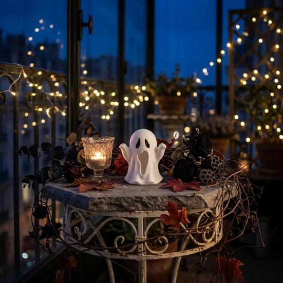 Indoor Spooky Decorations 3D Printed Ghost Figurine, Small Statue, Halloween Decorative Figurines Cute Desktop Decoration for Party Tabletop