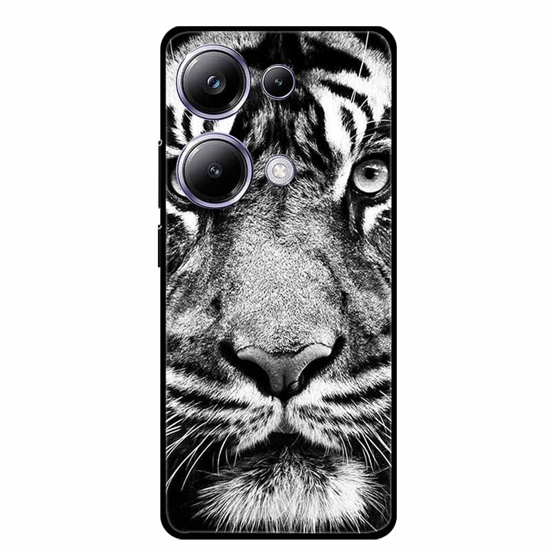 For Xiaomi Poco M6 Pro 4G Phone Case Cover Wolf Shockproof Black Silicone Soft Back Cover Cases For Poco M6 Pro Case M 6 M6Pro
