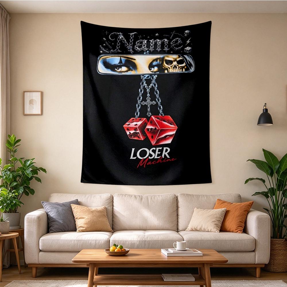 Custom Name Dice Tapestry Wall Hanging for Bedroom, Living Room & Dorm Decor, Modern Home Wall Art