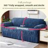 1PC Jacquard Stretch Full Cover Dustproof Sofa Cover Skirted Sofa Covers1/2/3/4Seater Couch Cover Bedroom Living Room Home Decor