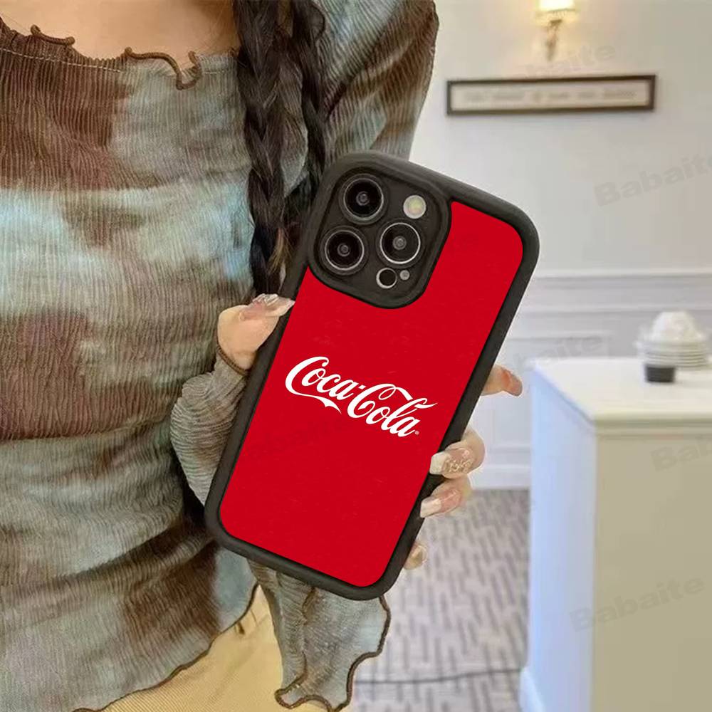C-COCA Logo C-COLA Silicone Soft Phone Case For IPhone 17 16 14 13 12 11 15 Pro Max Plus Air Cover