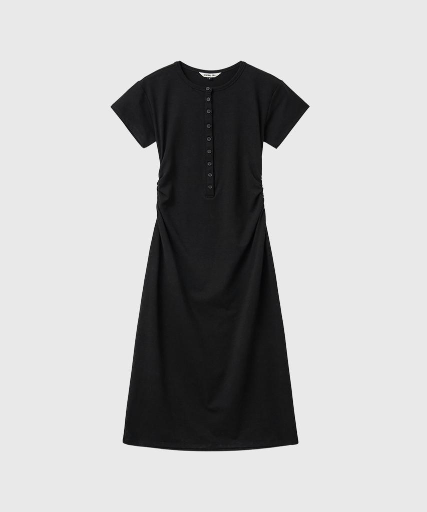General Idea Fitted Shirred Long Dress [Black] / Gf1Lop506