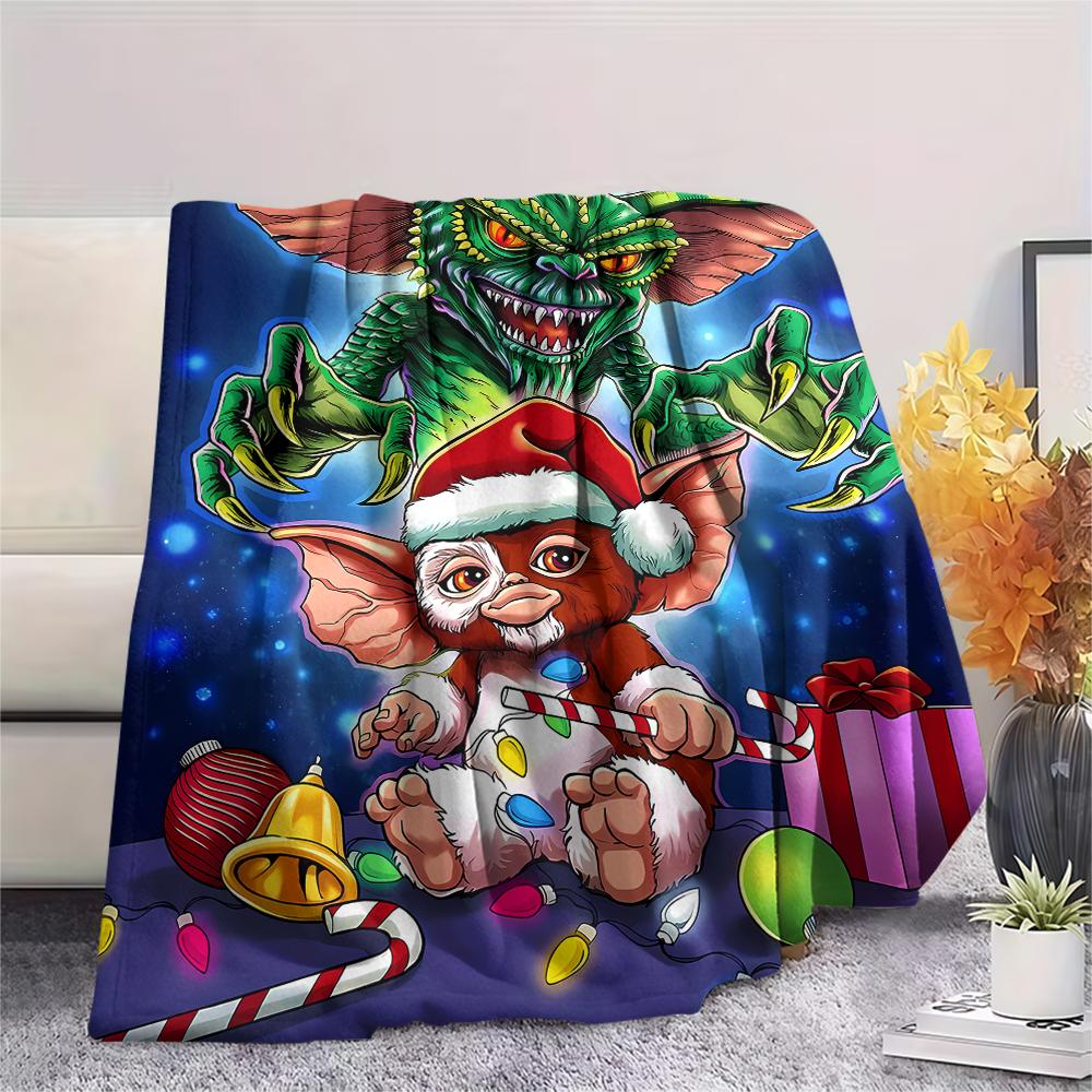 1pz Coperta in Flanella con Stampa Gizmo Gremlins, Alta Qualità per Tutte le Stagioni, Decorazione per la Casa, Calore e Comfort, Perfetta per Regali di Natale