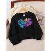 Vibrant -Themed Artwork on A Girls' Crew Neck Sweatshirt, Perfect for Autumn and Winter in A Western Style,