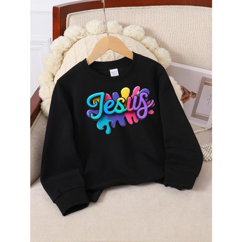 Vibrant -Themed Artwork on A Girls' Crew Neck Sweatshirt, Perfect for Autumn and Winter in A Western Style,