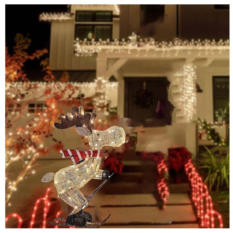 Christmas Outdoor Figure Skiing Moose Lights Garden Decoration Lamp For Home