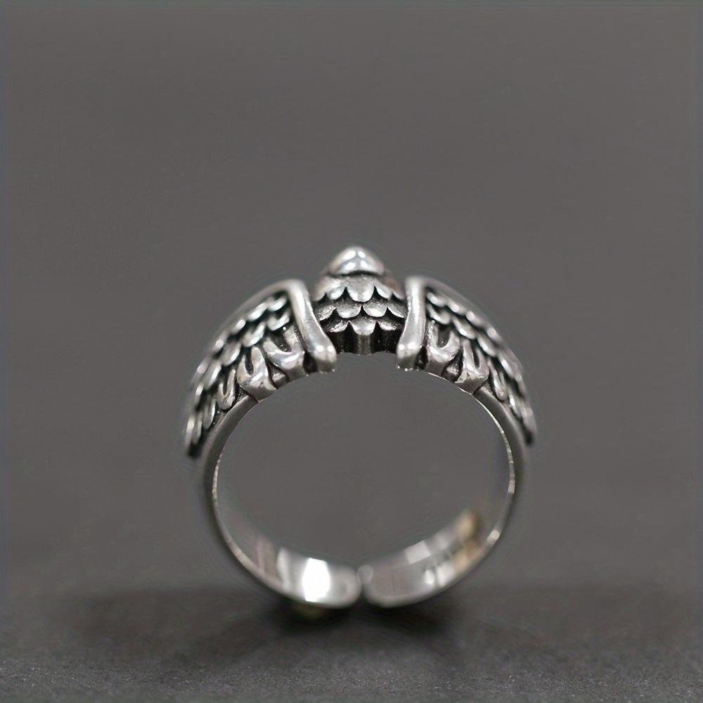 New Ins Eagle Wings Ring Men and Women Angel Feather Ring Dark Cold Wind Opening
