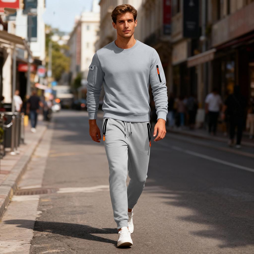Men's Sweatshirt Suit Men's Solid Color Casual Sports Suit Sweatshirt Suit