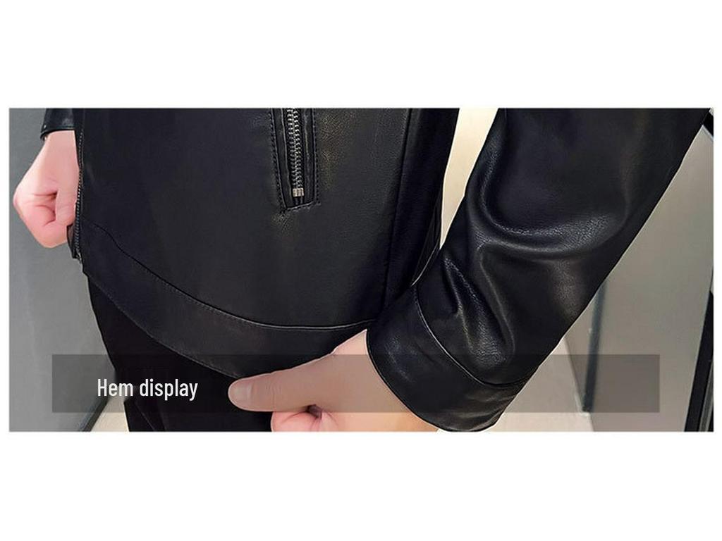 Men's Retro PU Leather Motorcycle Jacket with Stand Collar