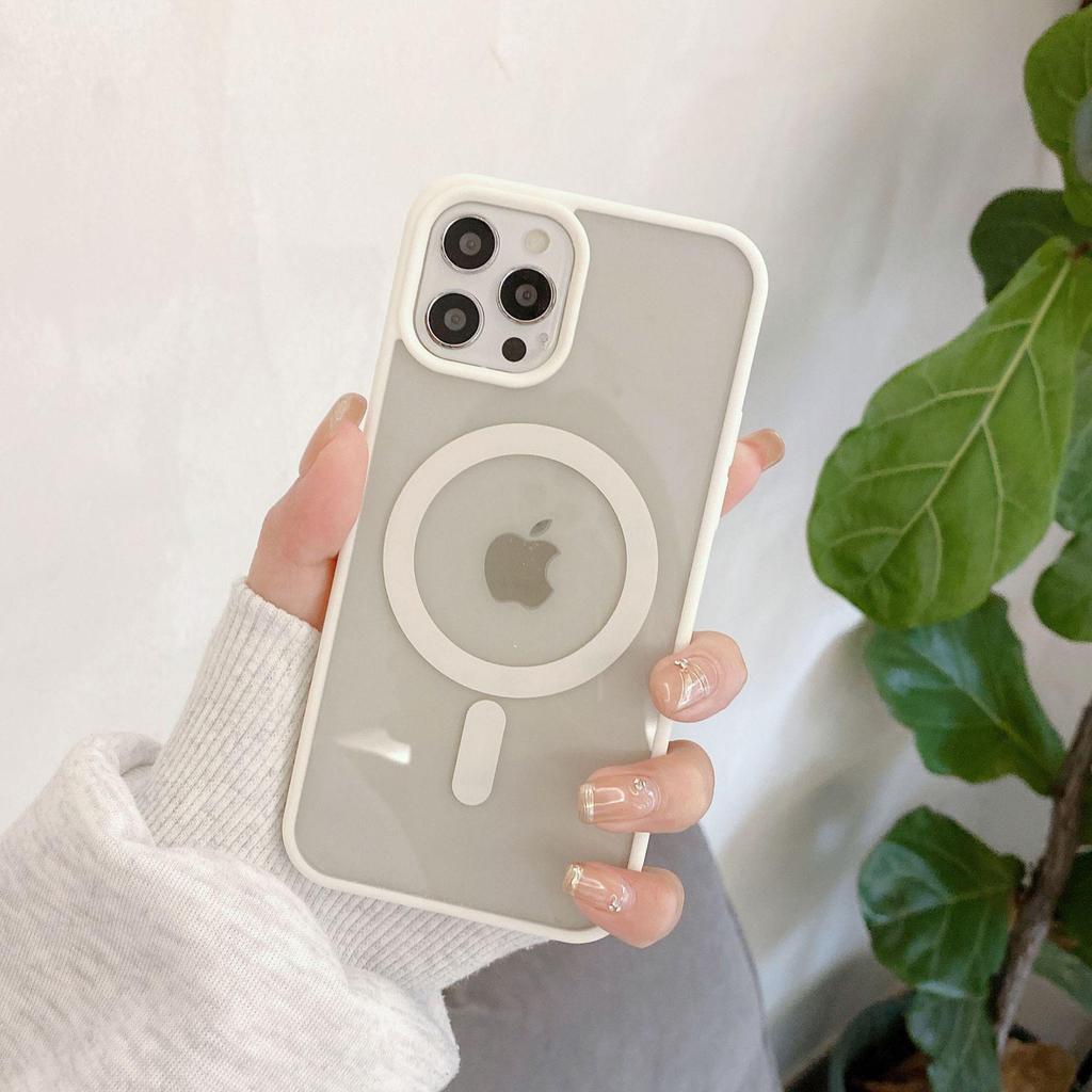 Transparent Magnetic Macaron Case for iPhone 16 Pro Max/iPhone 15, Silicone, Acrylic, Drop-proof