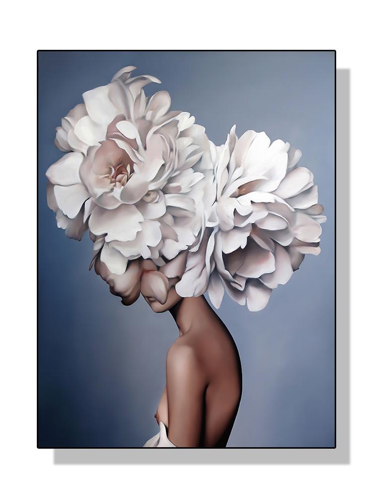Modern Sexy Woman Flower Head Poster Canvas Painting Abstract Fashion Lady Wall Art for Living Room Decoration Home Cuadros