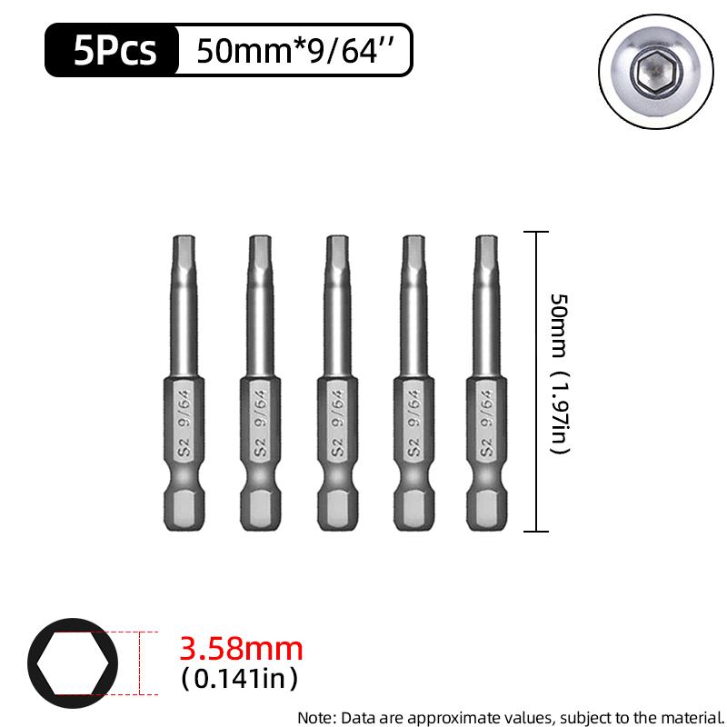 50mm hexagonal șurubelniță biți Imperial magnetică hexagonală Allen cheie burghiu biți inch 5/64-5/16 șurubelniță burghiu electric scule de mână
