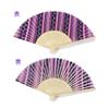 [Kubagasa-ya] Women's Folding Fan, Okinawa Souvenir, Minsā Pattern, with Bag, Kazeyui (Purple)