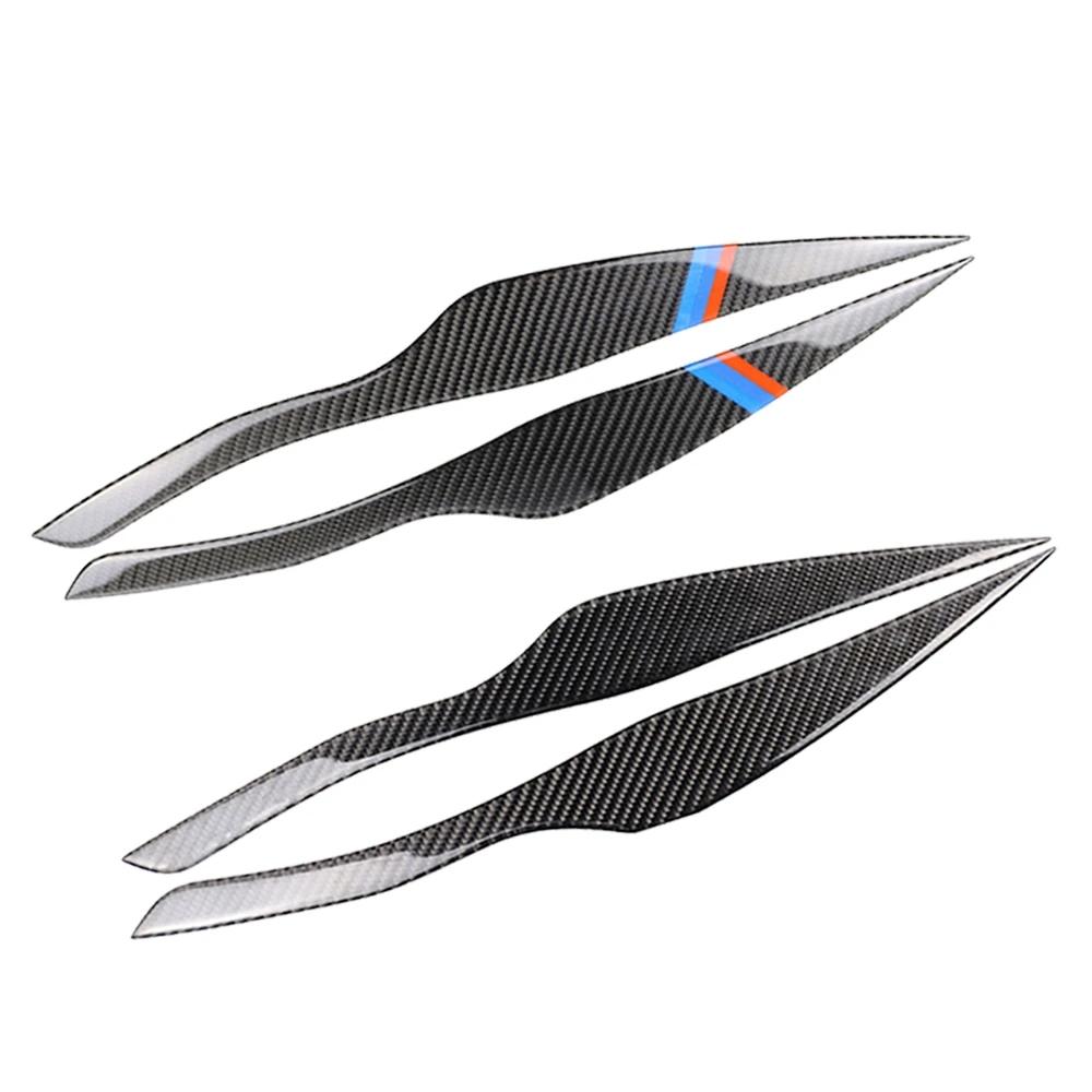 1Pair Real Carbon Fiber Headlight Eyebrow Eyelid Cover For BMW 3 Series E90 E91 2006 2007 2008 2009 2010 2011 Car