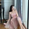 Sweet and Super Fairy Mesh Dress Women's Sleeveless Ruffle Mesh Camisole Dress High Waist A Line Short Mini Skirt Suitable for Parties Vacations