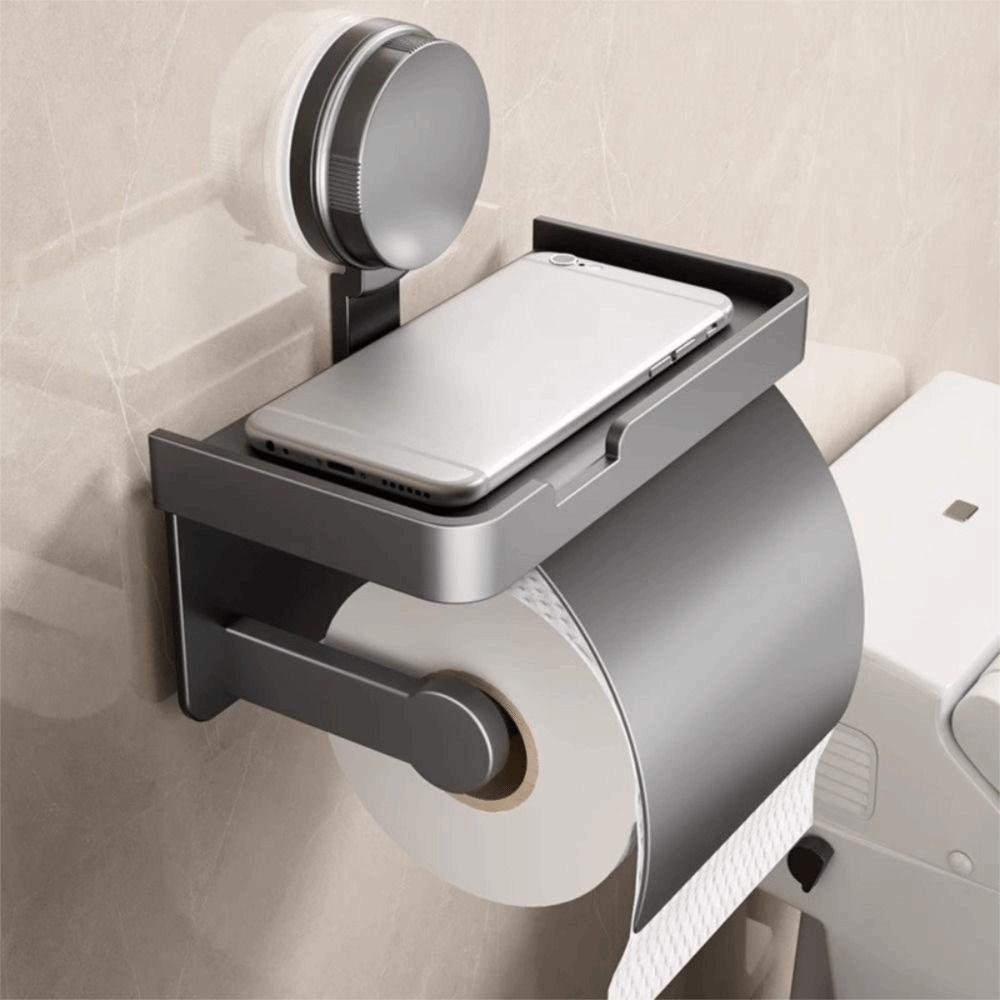 No Drilling Toilet Roll Paper Rack Suction Cup Tissue Stand  Bathroom Kitchen