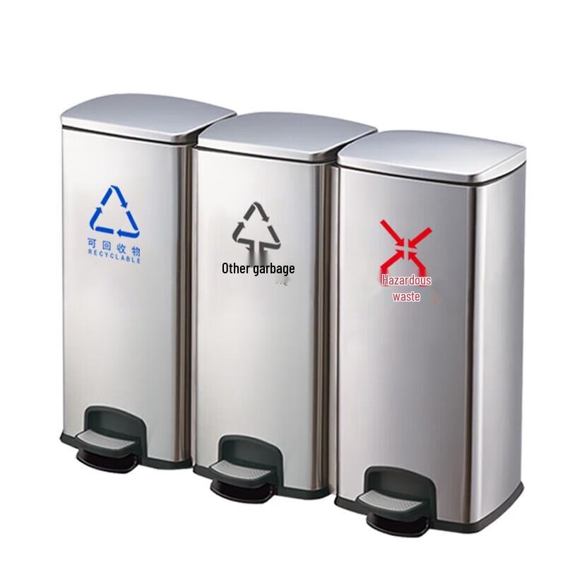 GNF 3-Compartment Stainless Steel Pedal Bin
