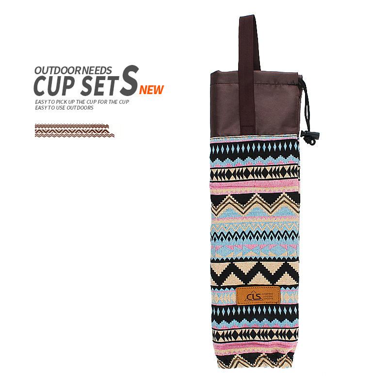 

CLS Storage Bag for Disposable Paper Cup,Portable Outdoor Hanging Bag Camping Cup Organizer Holder Accessories Ethnic Style