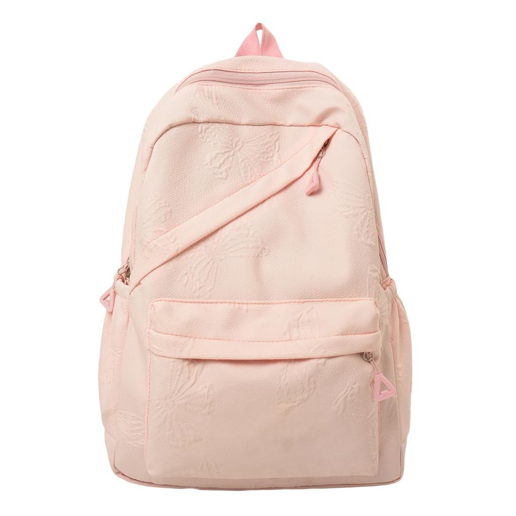 Schoolbag New Ins Wind Large Capacity Simple Solid Color Schoolbag Embossed Fashion Backpack Women's Splicing Design Backpack