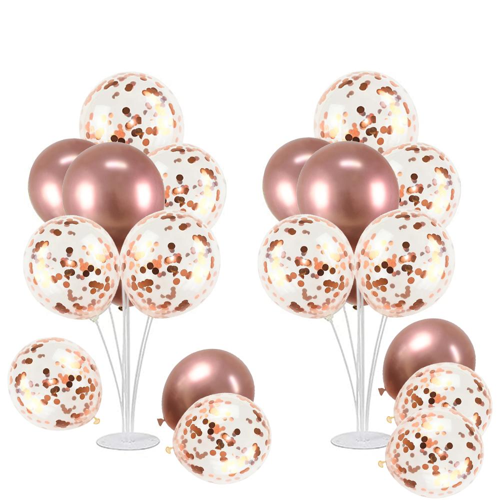 2 Set Kit Supporto per Palloncini, con 20 palloncini, Porta Bastoncini per Palloncini con Base per Tavolo Decorazioni per Festa di Laurea Compleanno Rivelazione di Genere