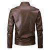 Men's Leather Jacket, Autumn Casual Stand Up Collar Pu Leather Jacket