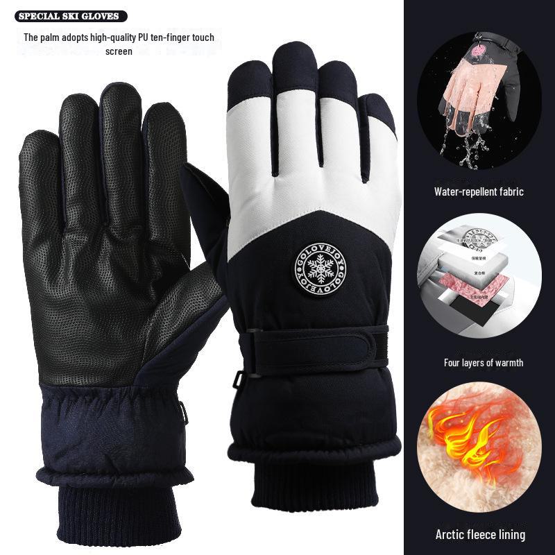Unisex Winter Ski Gloves for Outdoor Riding, Electric Motorcycle, Warm, Cold-Proof, Touchscreen Compatible