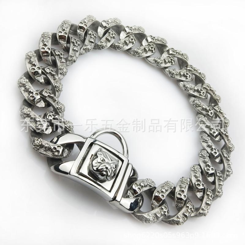 

32Mm Stainless Steel Skull Dog Collar Bully Bully Dog Collar Durbin Cuban Chain Dog Neck Collar Chain 32mm*35cm