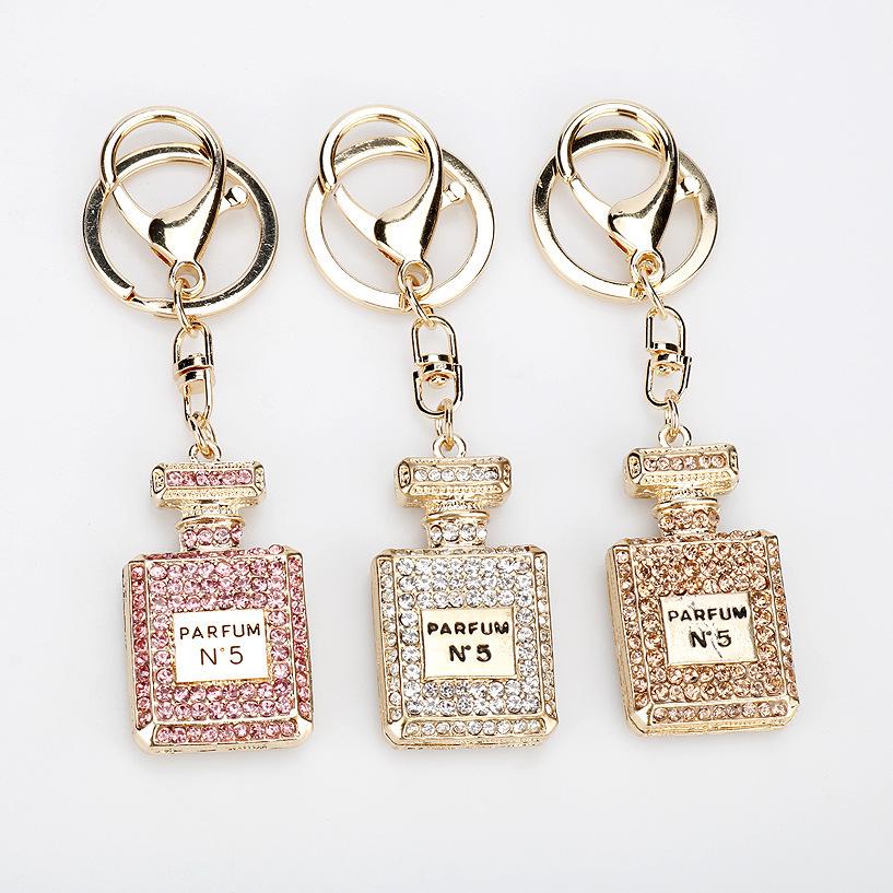 Korean Crystal Perfume Bottle Keychain - Women's Car Accessory & Bag Pendant