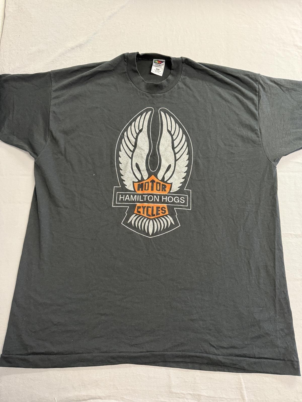 Vintage Biker T-shitr Born To Be Wild Hamilton Hogs XXL S